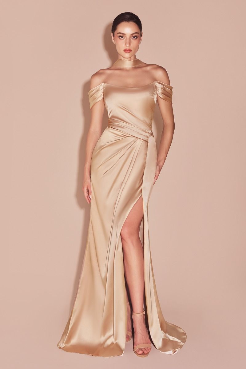Off The Shoulder Lace Up Corset Satin Gown – Tux-USA®