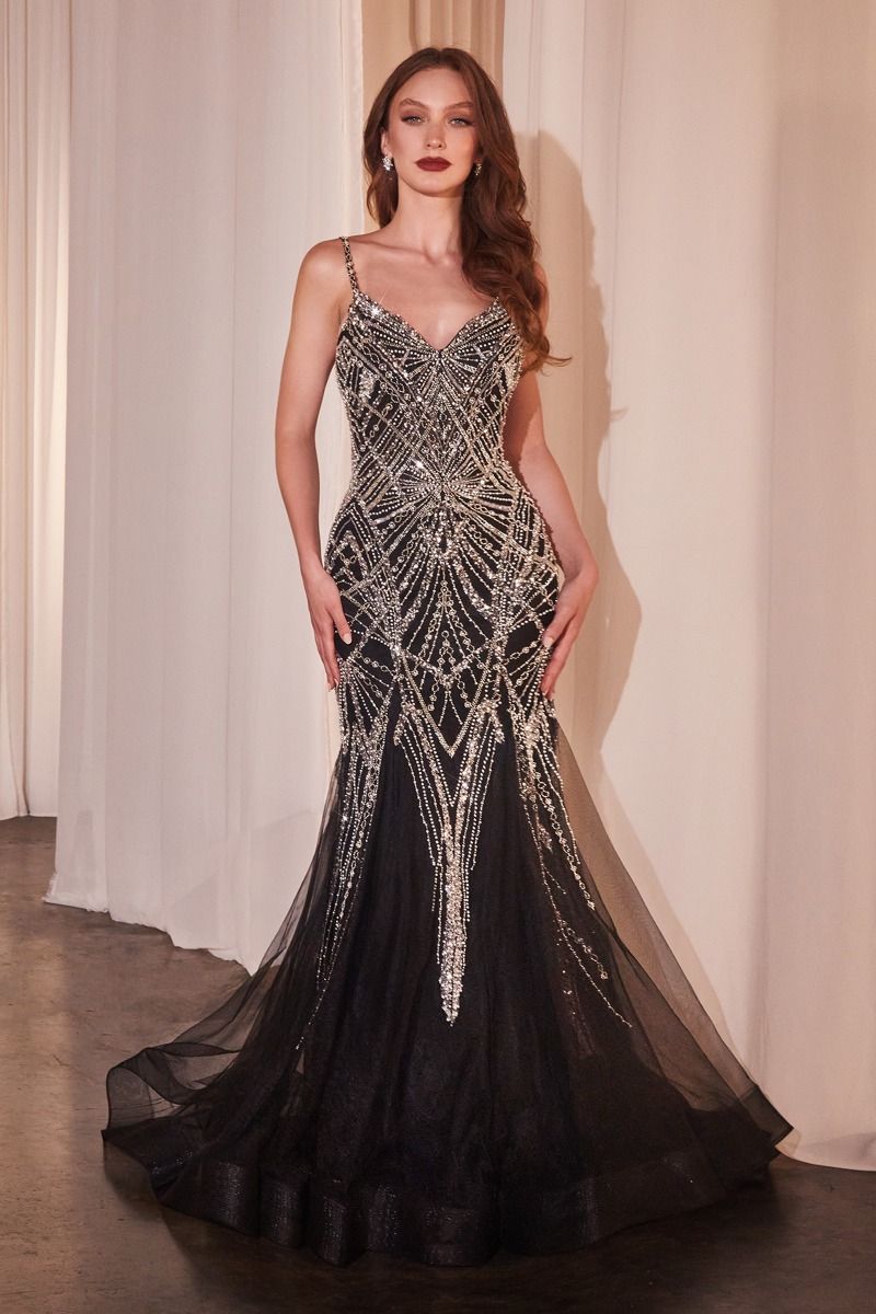The Sandra Embellished Mermaid Dress Black / 8 The Sandra Embellished Mermaid Dress Black / 8