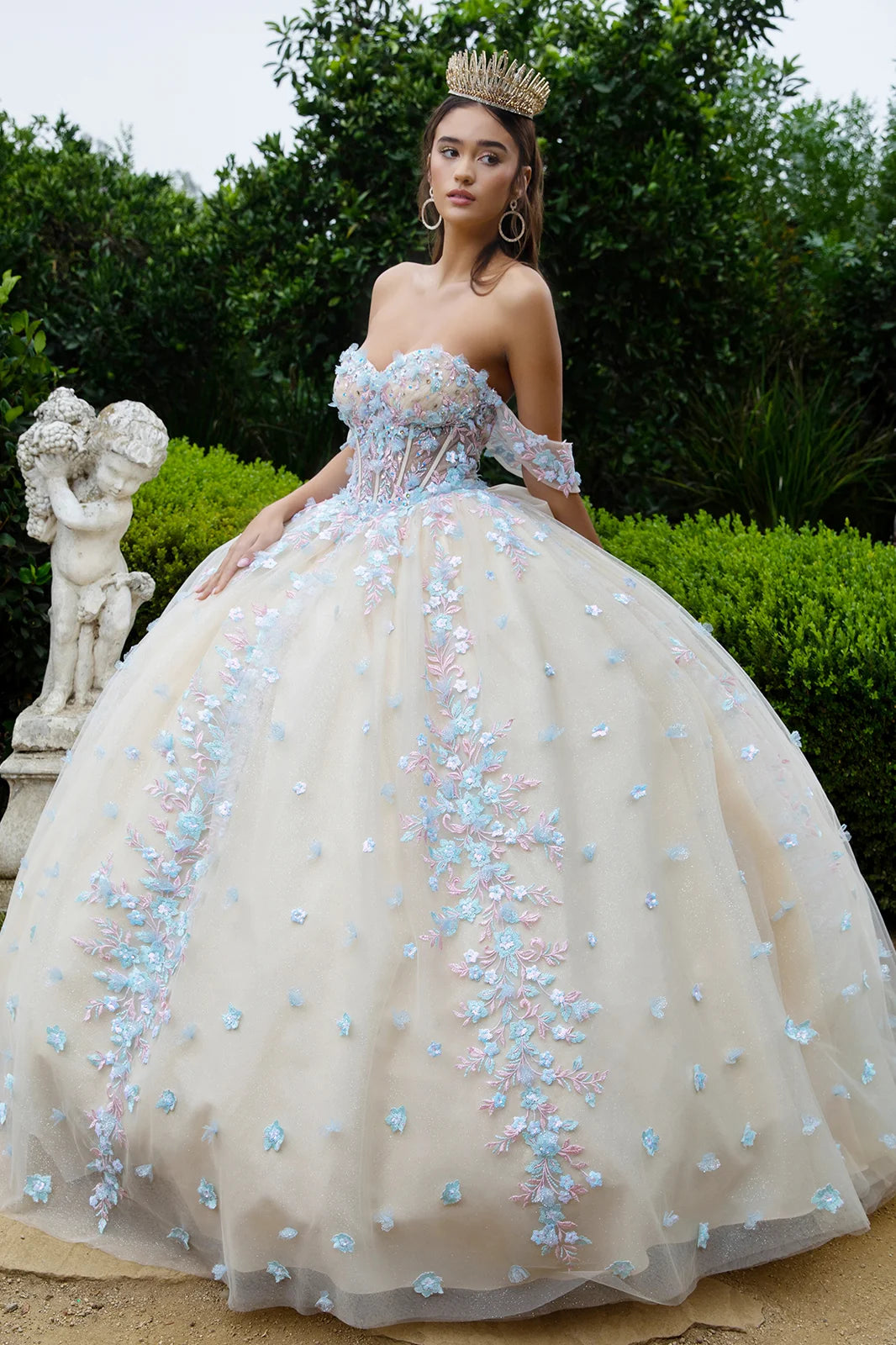 beaded quinceanera dresses Beaded Off Shoulder Quinceanera Dress by Fiesta Gowns 56479 0 / Slate