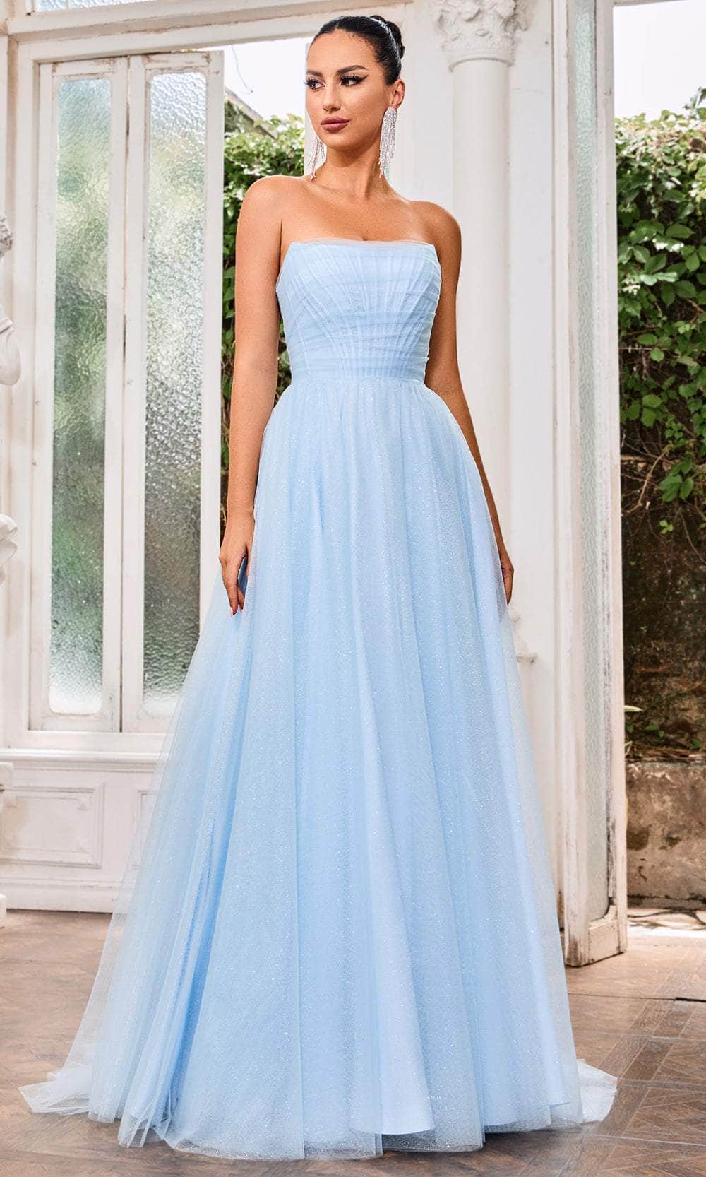 Midi Dress Baby Blue Tube Dress Knee Length Simple Blue Dress J24004 Tux-USA Midi Dress Baby Blue Tube Dress Knee Length Simple Blue Dress J24004 Tux-USA