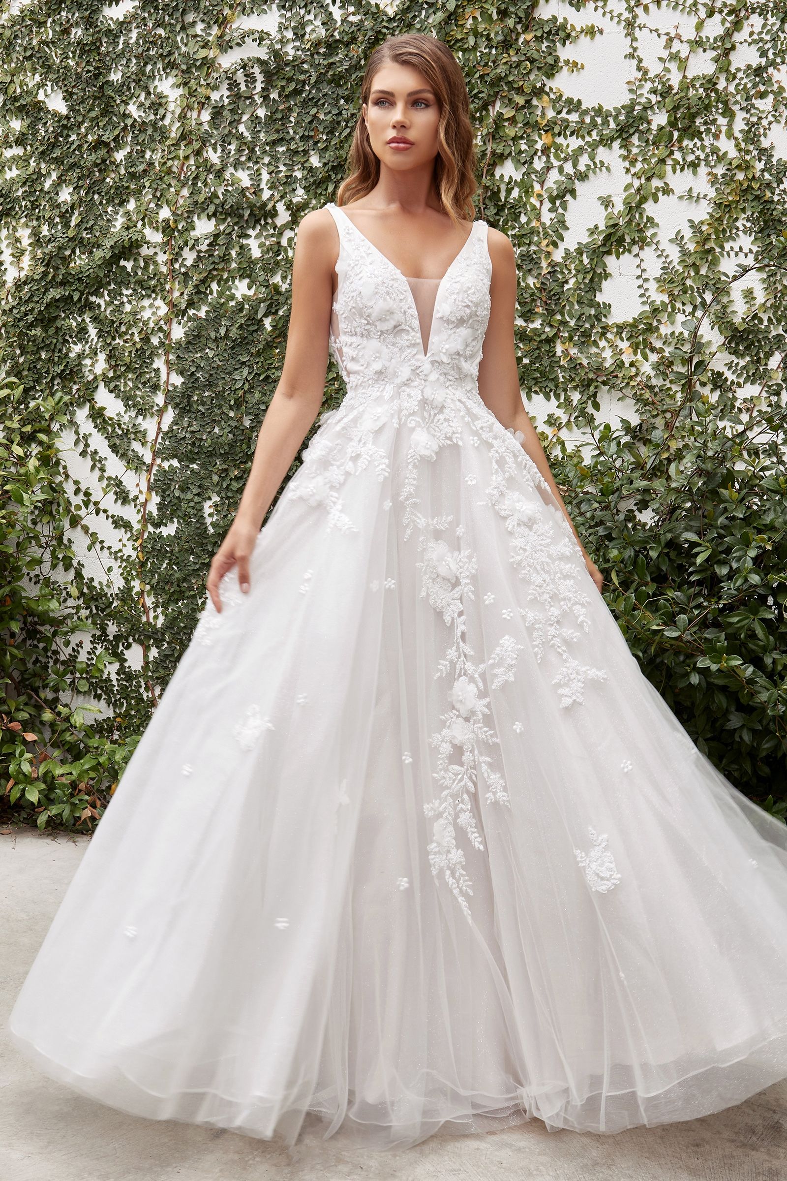 Gardenia Lace Wedding Ball Gown 4 / French White Gardenia Lace Wedding Ball Gown 4 / French White