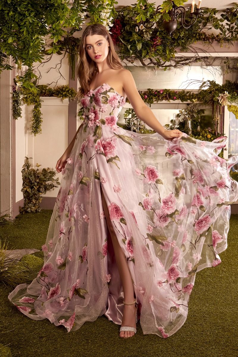 Portrait Of A Rose Printed Organza Gown – Tux-USA®