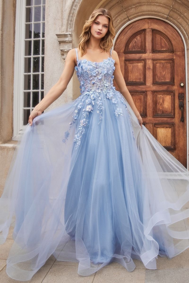 Floral Applique A-Line Gown Floral Applique A-Line Gown