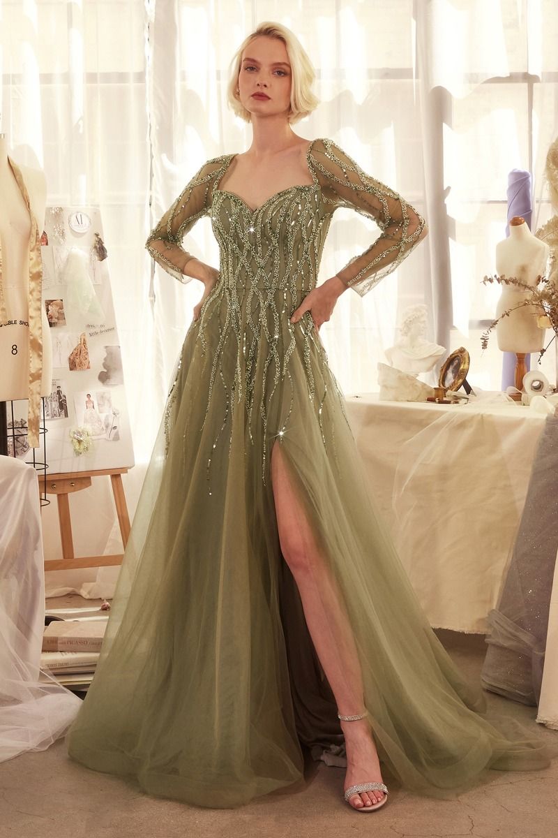 Sequin Embellished Long Sleeve A-Line Dress Tux-USA Sequin Embellished Long Sleeve A-Line Dress Tux-USA