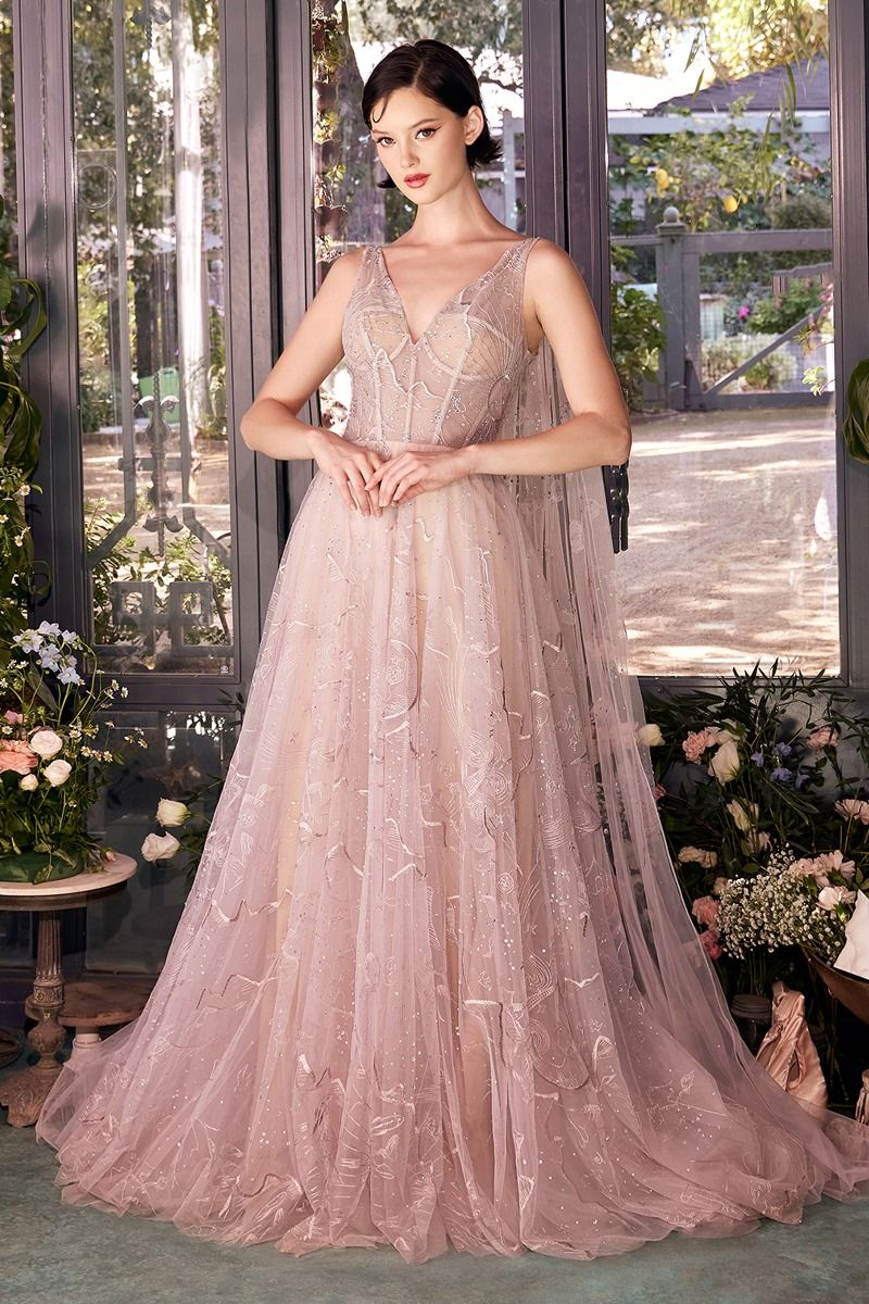 Sun Moon And The Stars Embroidery Gown 8 / Nude Sun Moon And The Stars Embroidery Gown 8 / Nude
