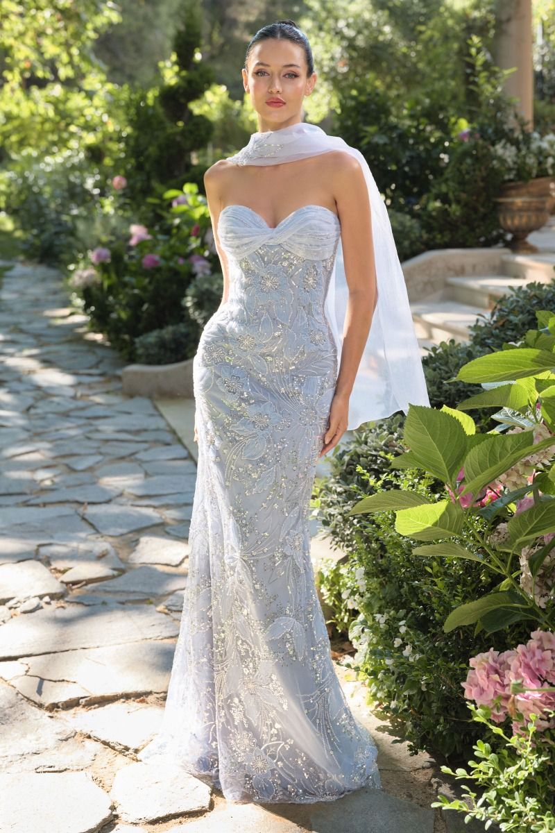 Strapless Sequin Embellished Fitted Dress