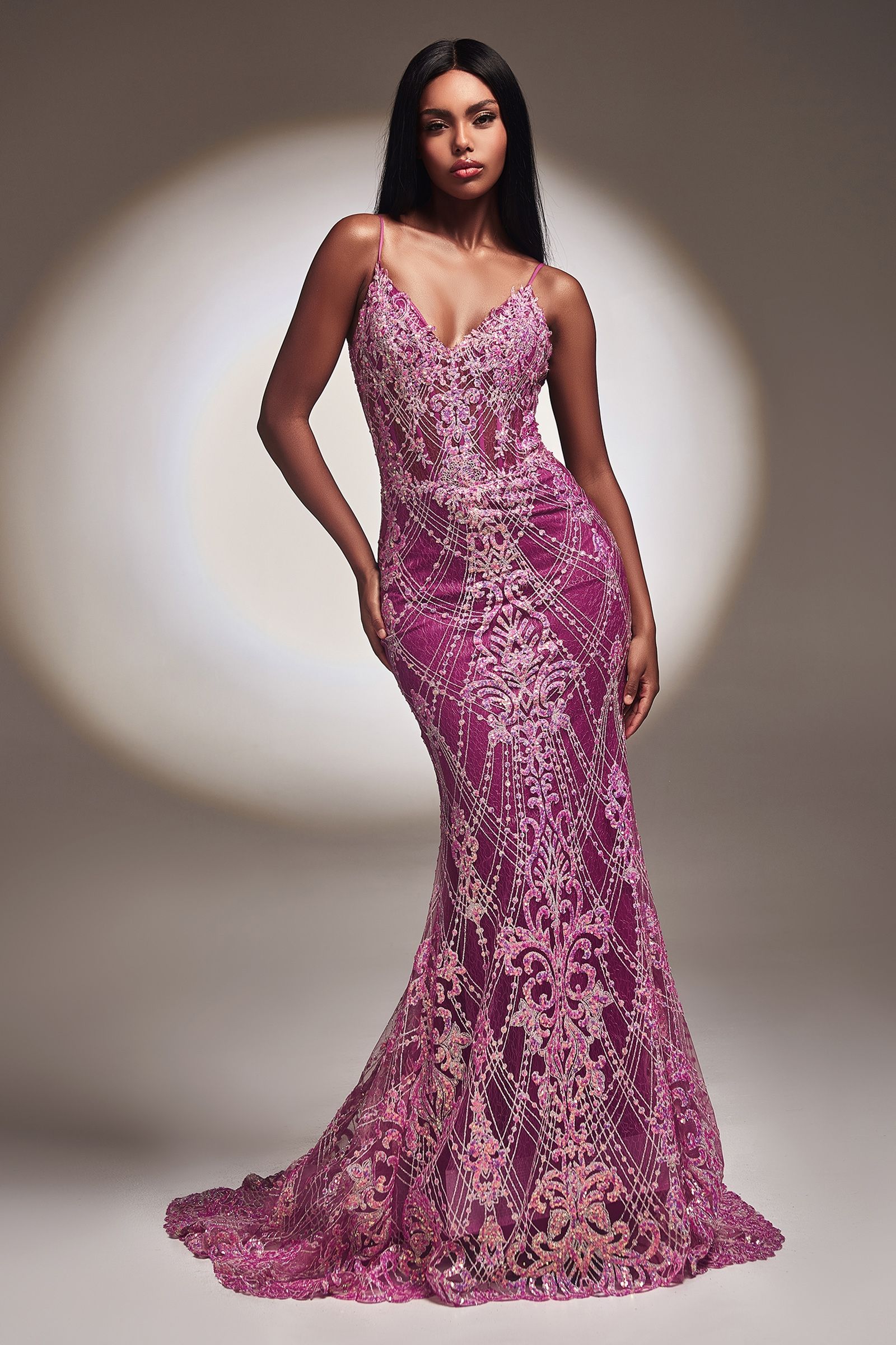 Long Amethyst Sequin Mermaid Prom Dress - PromGirl Amethyst / 8 Long Amethyst Sequin Mermaid Prom Dress - PromGirl Amethyst / 8