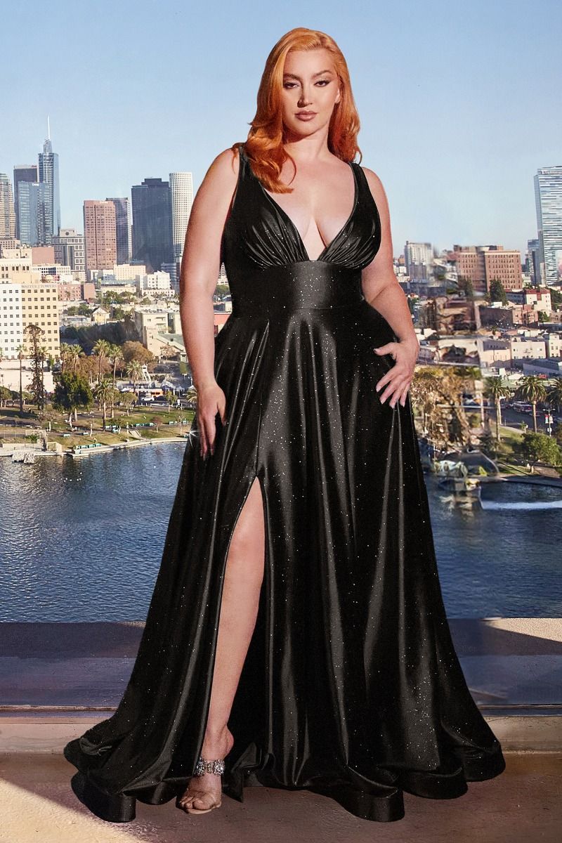 Glitter Satin A-Line Gown Tux-USA Glitter Satin A-Line Gown Tux-USA