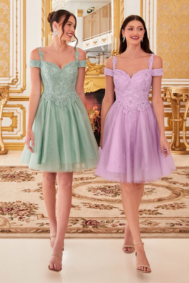 Off The Shoulder Lace Cocktail Dress S / Mauve