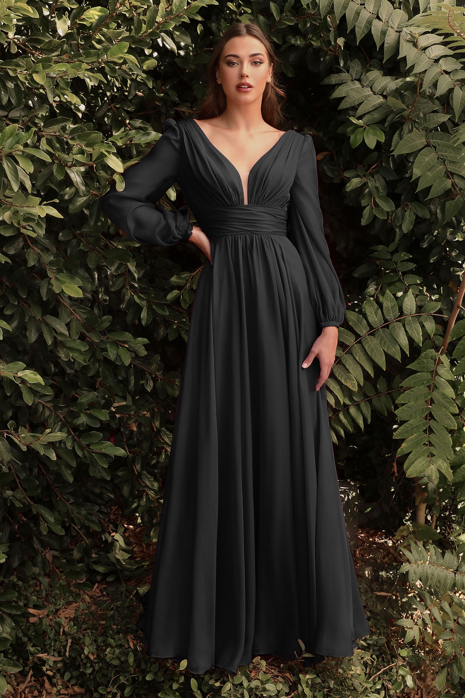 Flowy Long A-Line Prom Dress with Long Puff Sleeves Champagne / 5XLarge Flowy Long A-Line Prom Dress with Long Puff Sleeves Champagne / 5XLarge