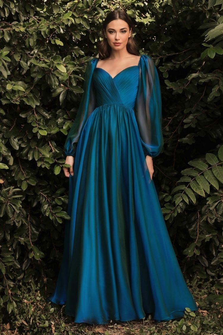 Long Sleeve Chiffon A-Line Dress Tux-USA Long Sleeve Chiffon A-Line Dress Tux-USA