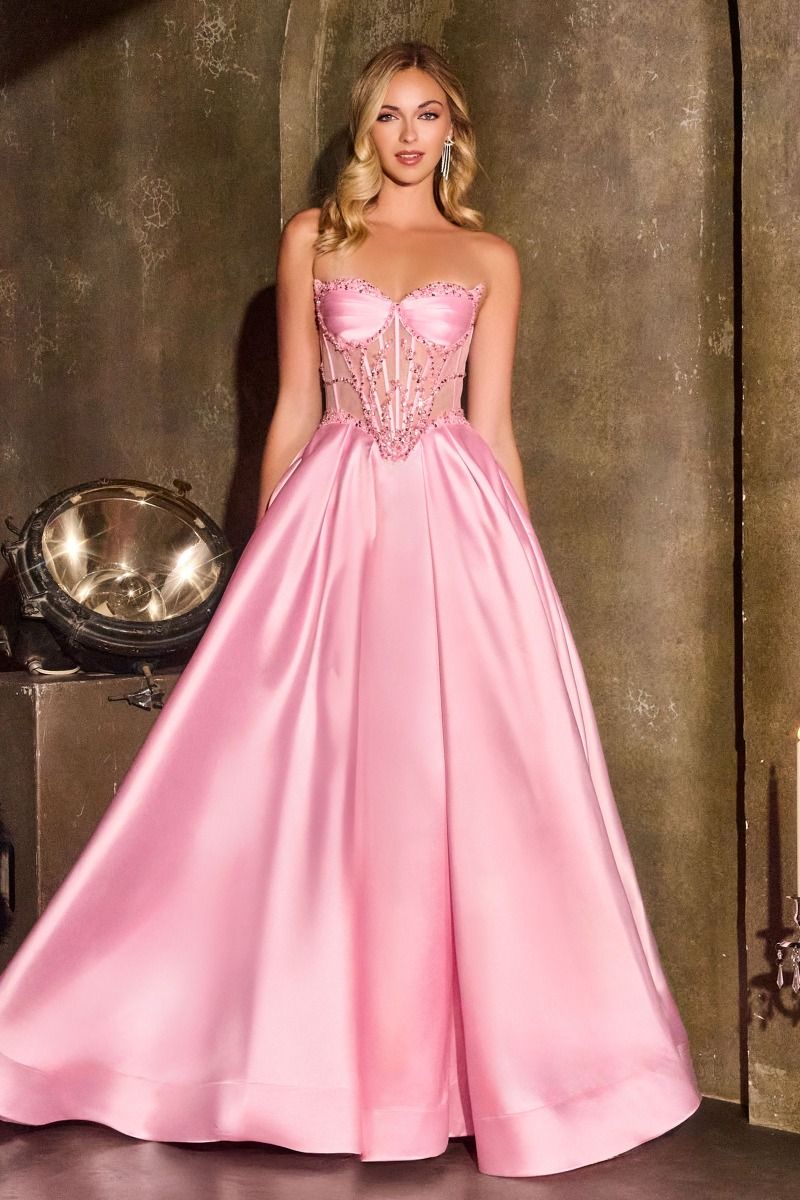 Strapless Satin A-Line Dress