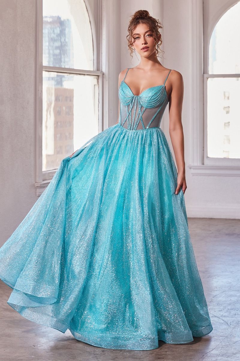 AEGEAN GOWN - GLITTERED BALL GOWN | Lady Black Tie Aqua Blue / 2 AEGEAN GOWN - GLITTERED BALL GOWN | Lady Black Tie Aqua Blue / 2