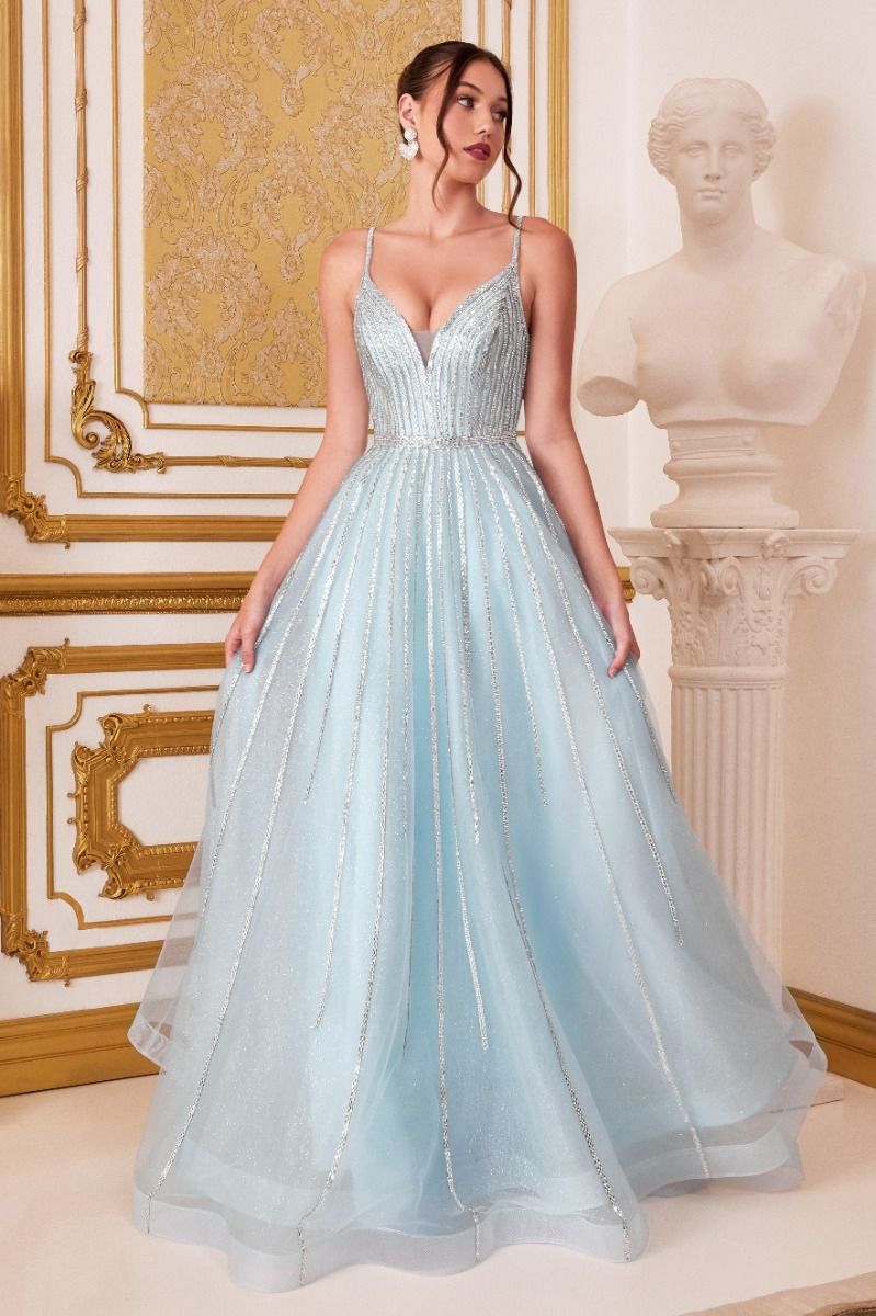 a line embellished dress Sequin Embellished Mesh A-line Dress 3-D Flower Applique and Side Slit GLGL3033
