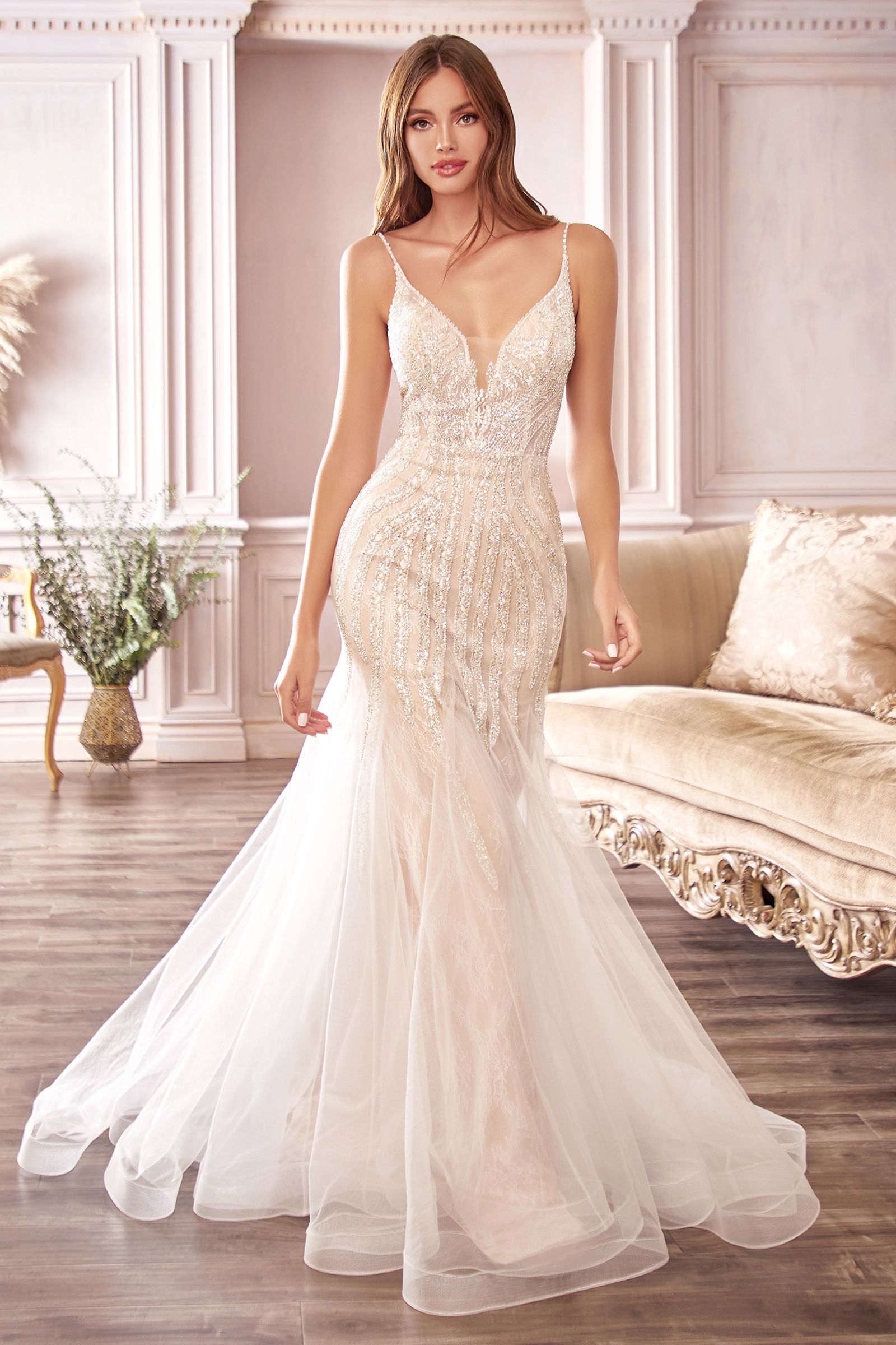 Beaded Mermaid Wedding Dress 10 / Off White Beaded Mermaid Wedding Dress 10 / Off White