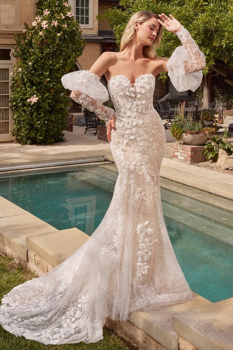 Lace Mermaid Bridal Gown With Removable Sleeves – Tux-USA®