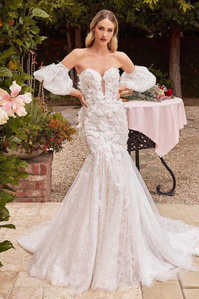 Strapless Lace Wedding Gown 6 / Off White-Nude Strapless Lace Wedding Gown 6 / Off White-Nude