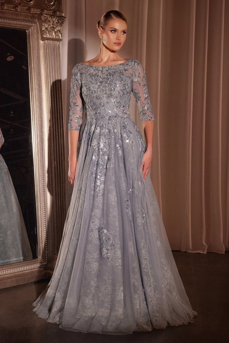 A-Line Lace & Tulle Modest Gown