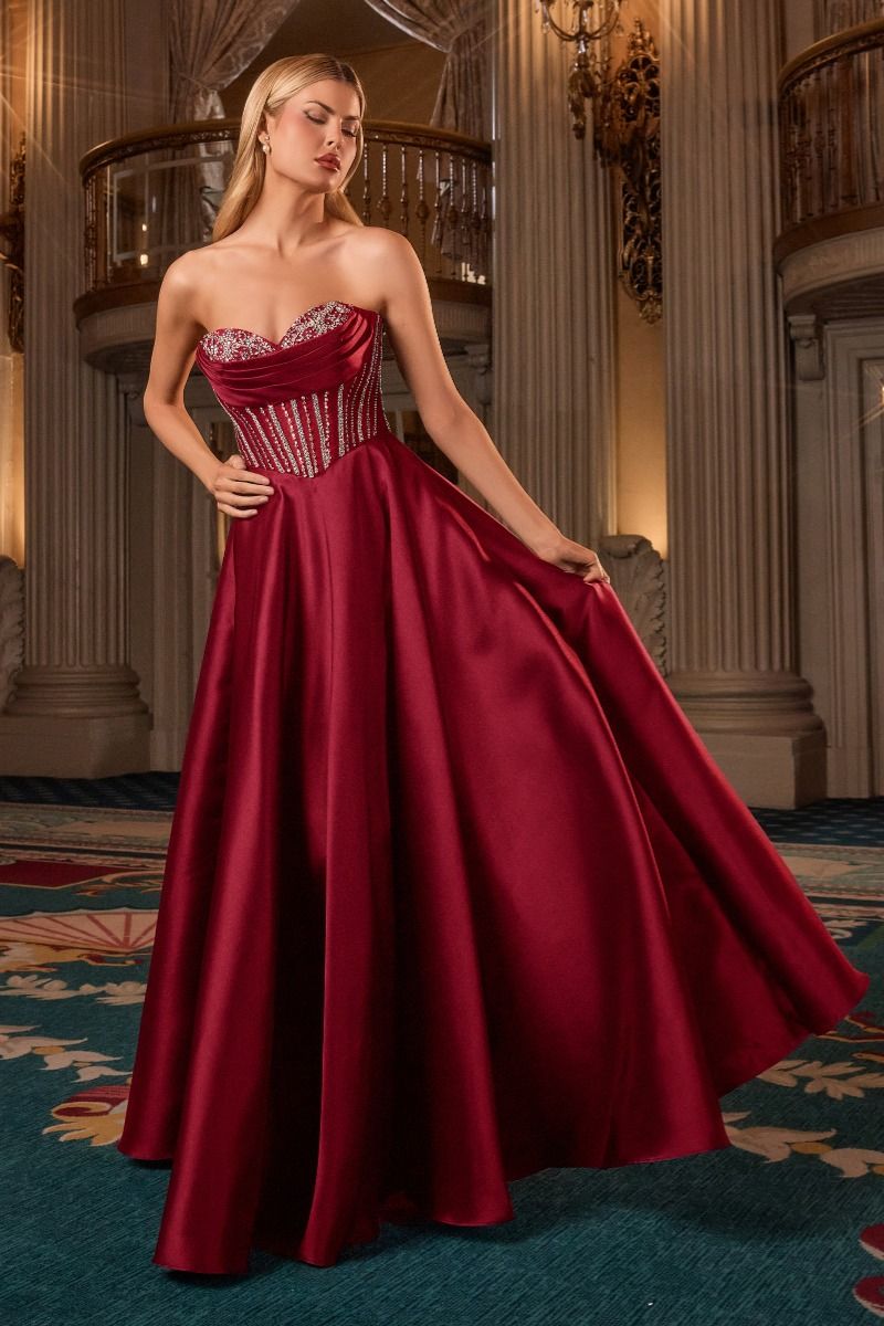 Strapless Satin With Crystal Embellishment