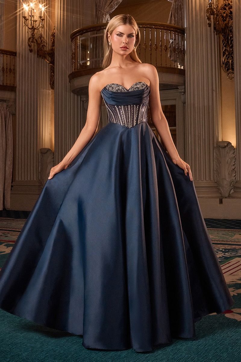 Strapless Satin With Crystal Embellishment