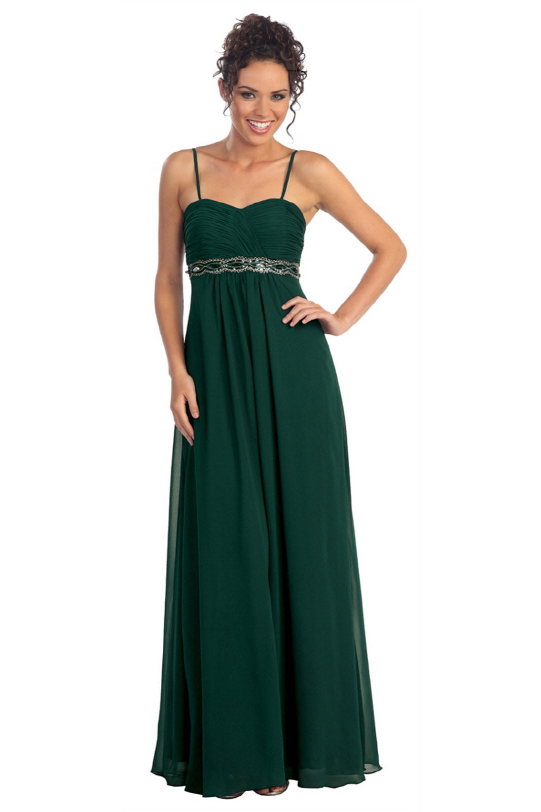 Spaghetti Straps Floor Length Dress Accented with Jewel XS / Teal Spaghetti Straps Floor Length Dress Accented with Jewel XS / Teal