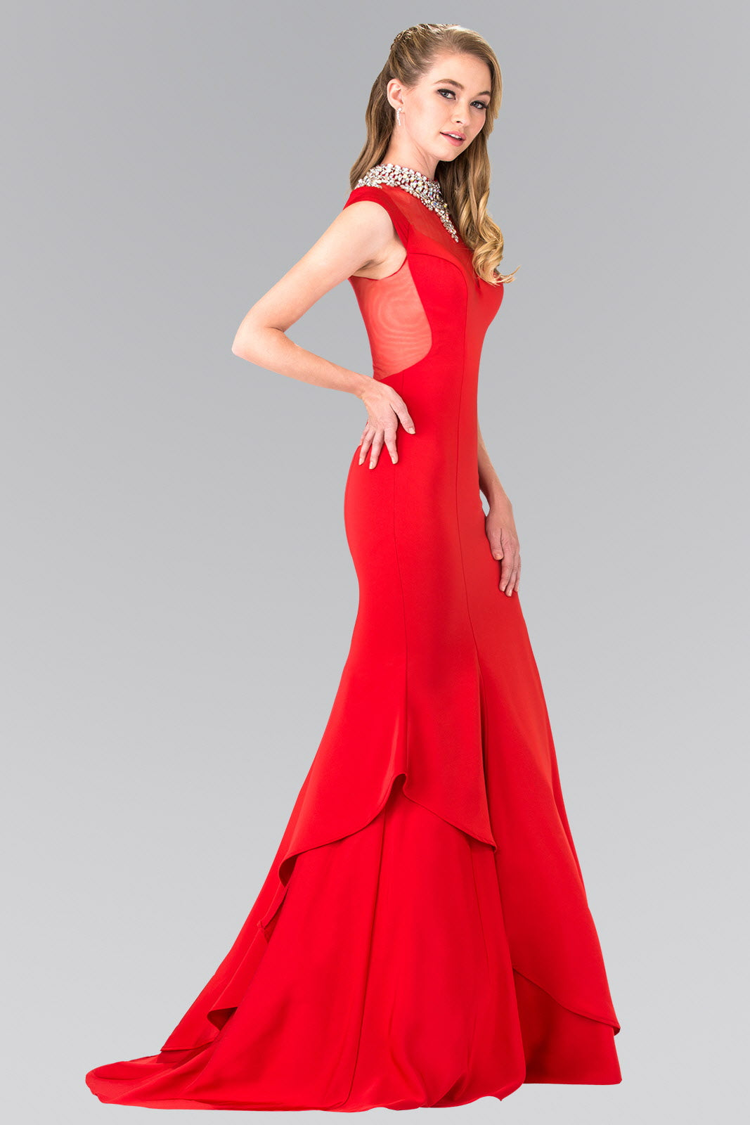 Illusion Sweetheart Mermaid Line Dress Accented with Stone Beaded Neck Tux-USA Illusion Sweetheart Mermaid Line Dress Accented with Stone Beaded Neck Tux-USA