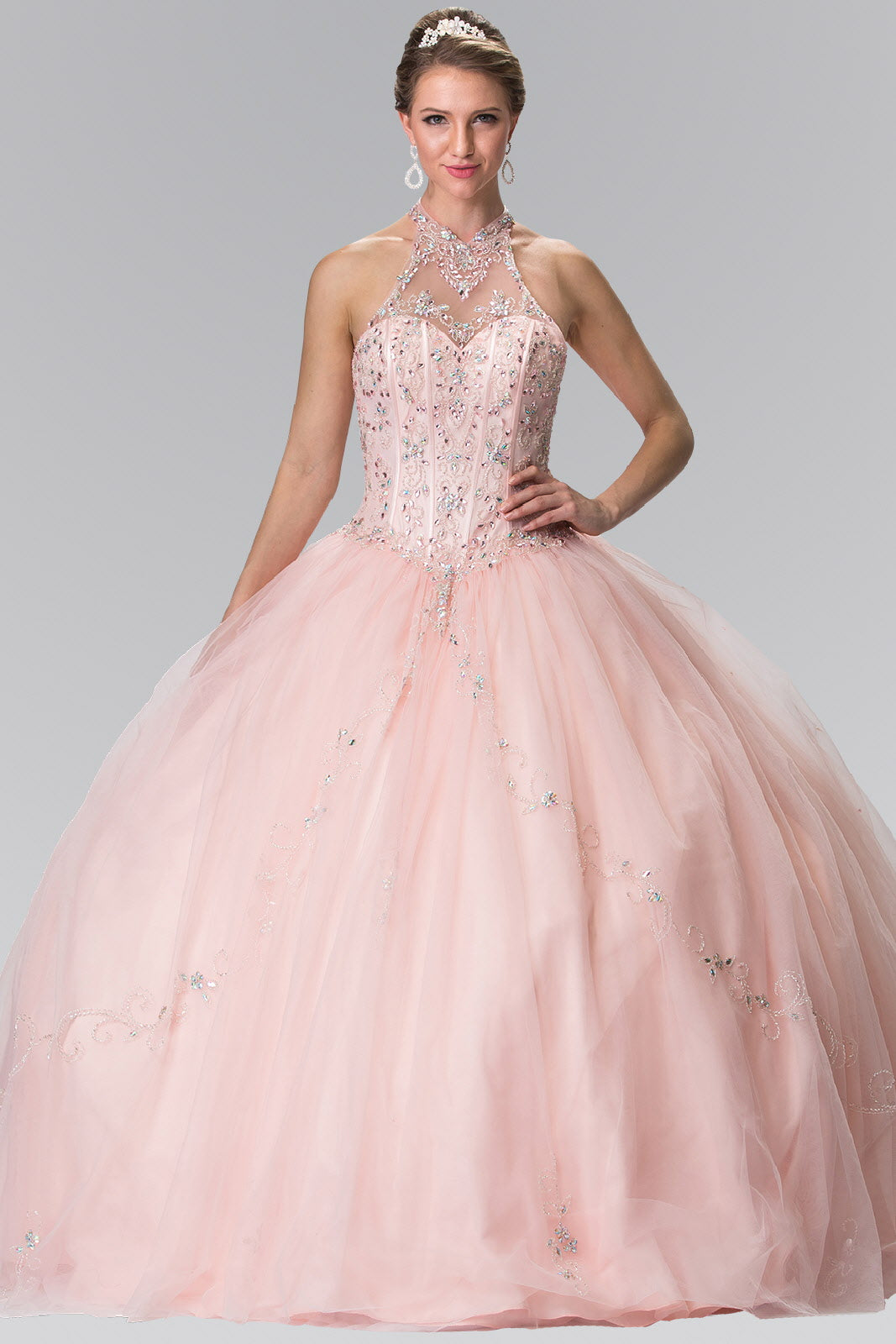 Beads Embellished Quinceanera Long Dress  Tux-USA
