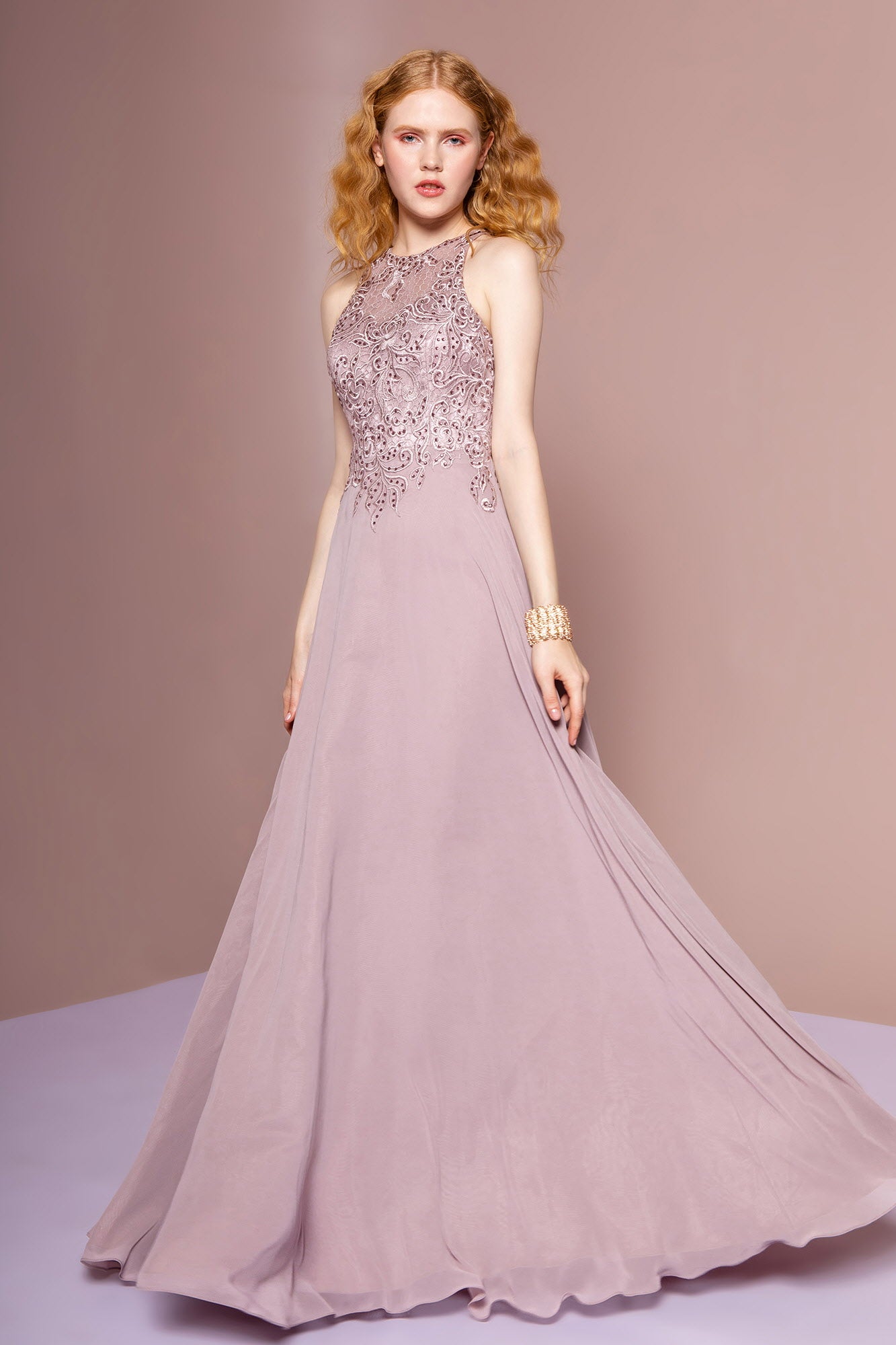Embroidered Bodice Chiffon A-Line Long Dress – Tux-USA®