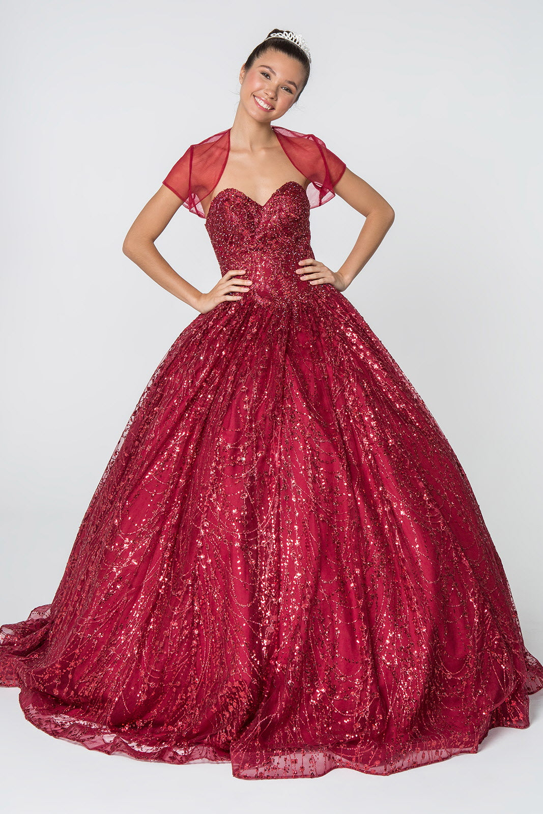 Glitter and Jewel Embellished Quinceanera Dress Tux-USA Glitter and Jewel Embellished Quinceanera Dress Tux-USA