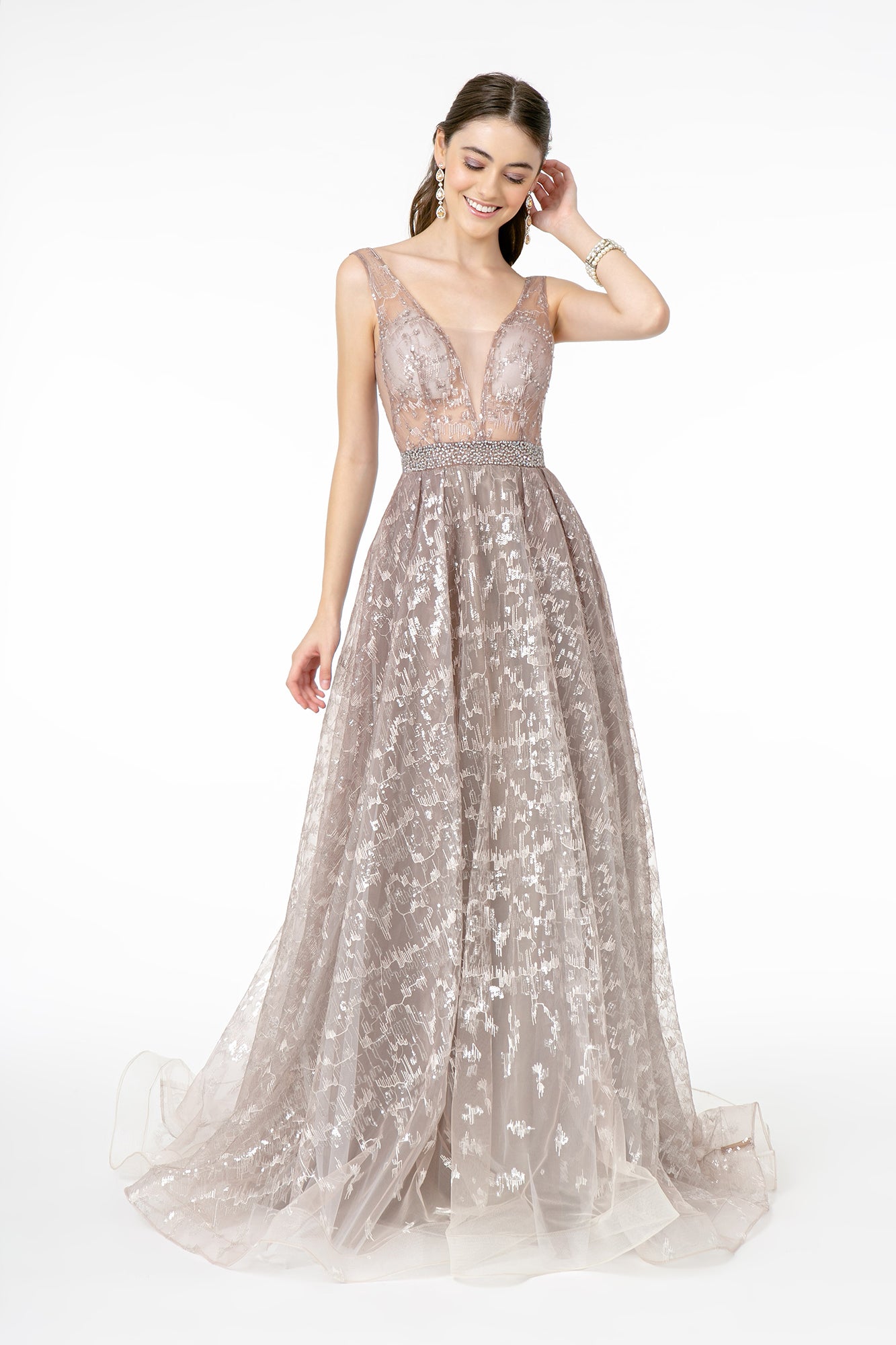 illusion mesh maxi dress Women's Chlorys Ball Gown Illusion Neck Mesh Taffeta Maxi Dress XS/XS/S/M/L/XL/Customize Pastel Green MEAN BLVD Pastel Green / XS