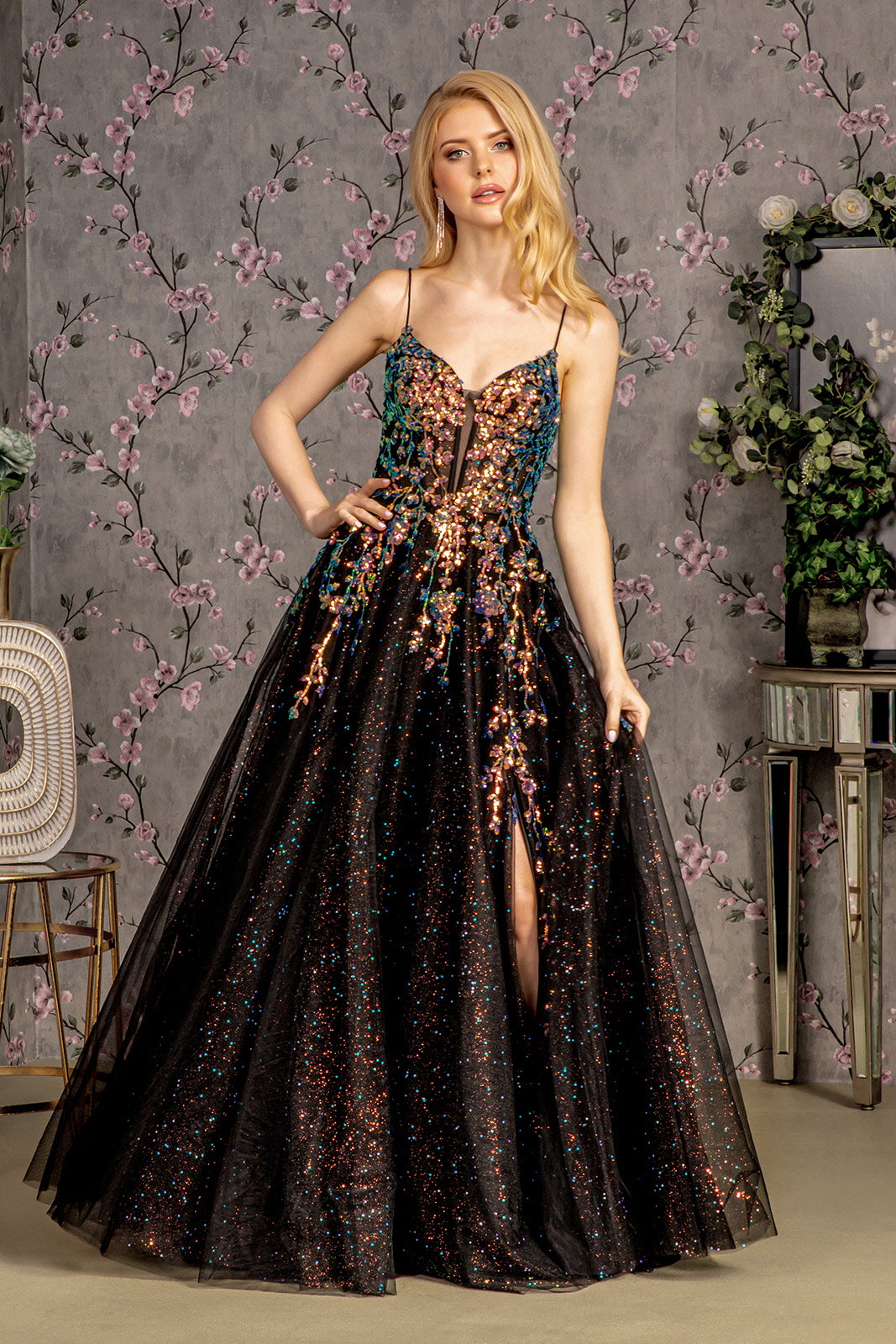 Glitter Illusion Sweetheart Sheer Bodice Mesh A-line Long Dress – Tux-USA