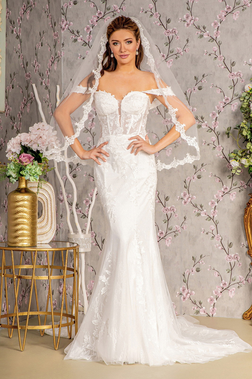 Glitter Mermaid Long Wedding Gown - White / XS Glitter Mermaid Long Wedding Gown - White / XS