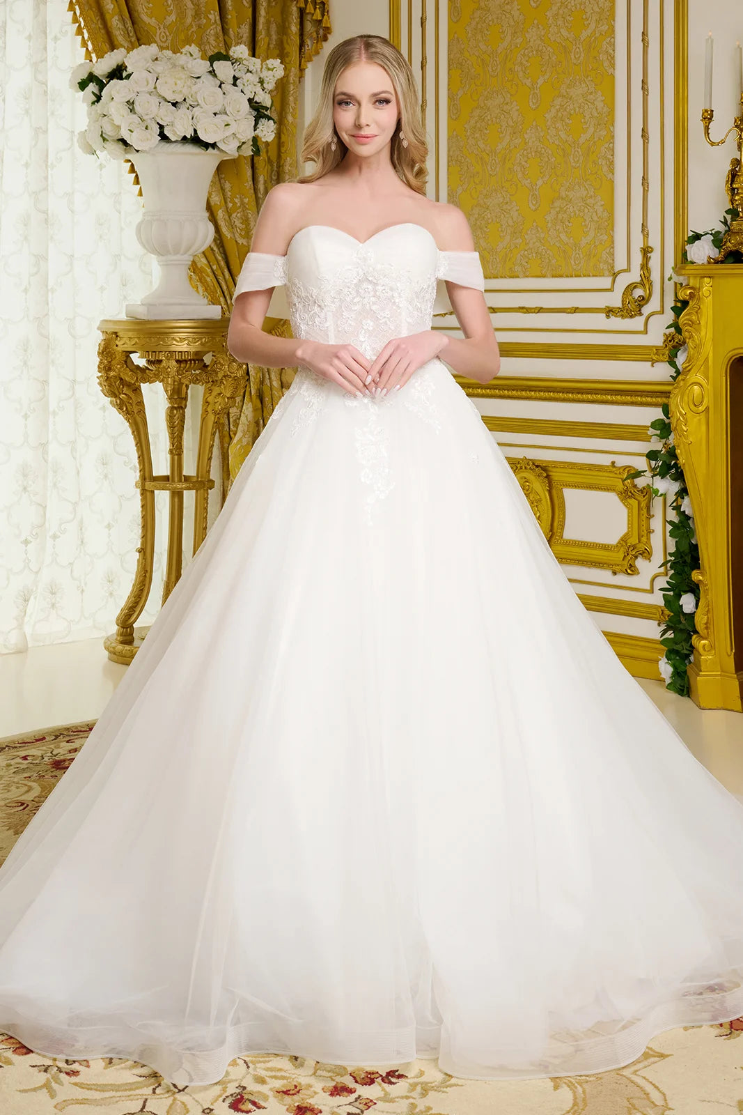 Wedding Gown A Voluminous A-Line Silhouette, With Shimmering Beads, In – Tux-USA®