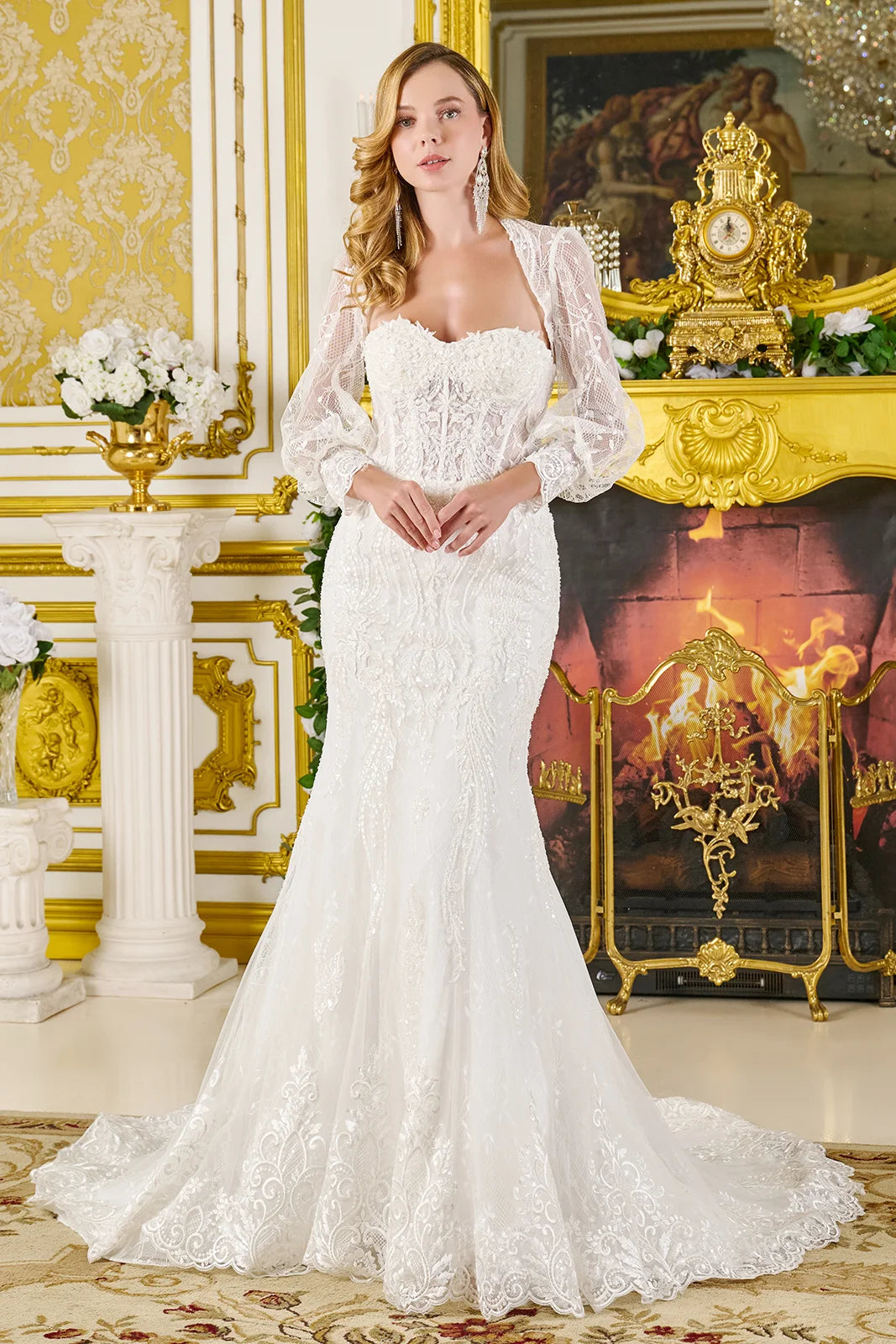 glitter corset wedding dress Trumpet Silhouette Gown Strapless, Sweetheart Neckline XL / Off White Size:6 (4 US) Boho wedding dress trends فستان زفاف دانتيل مطرز style_group:Imani Chiffon Dress