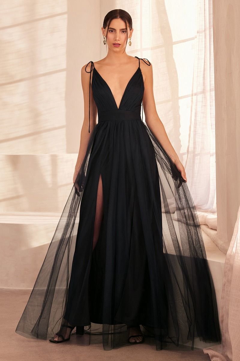 Empire Cut Dress With Deep V Neckline Tux-USA Empire Cut Dress With Deep V Neckline Tux-USA