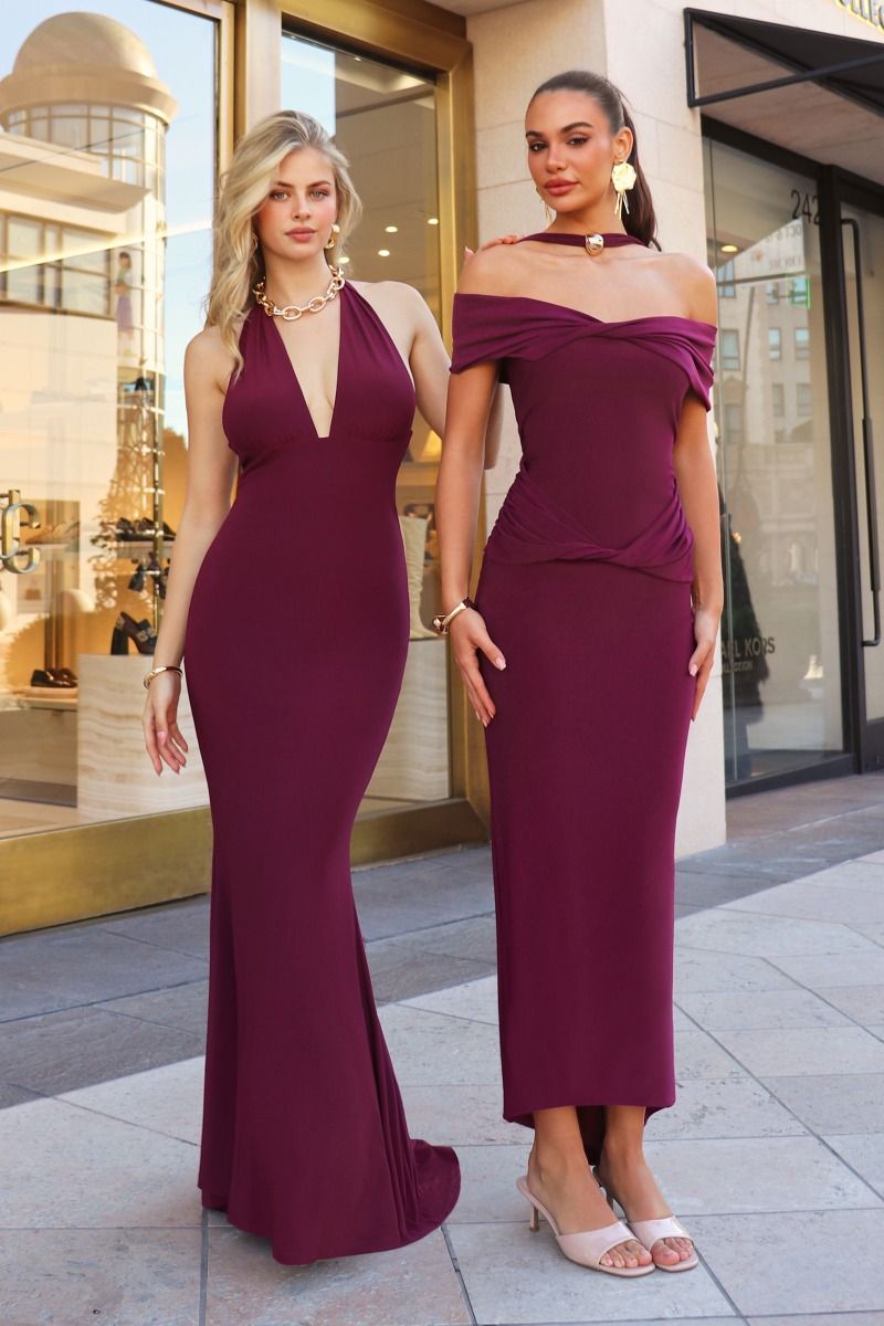 Deep V Halter Neckline Stretch