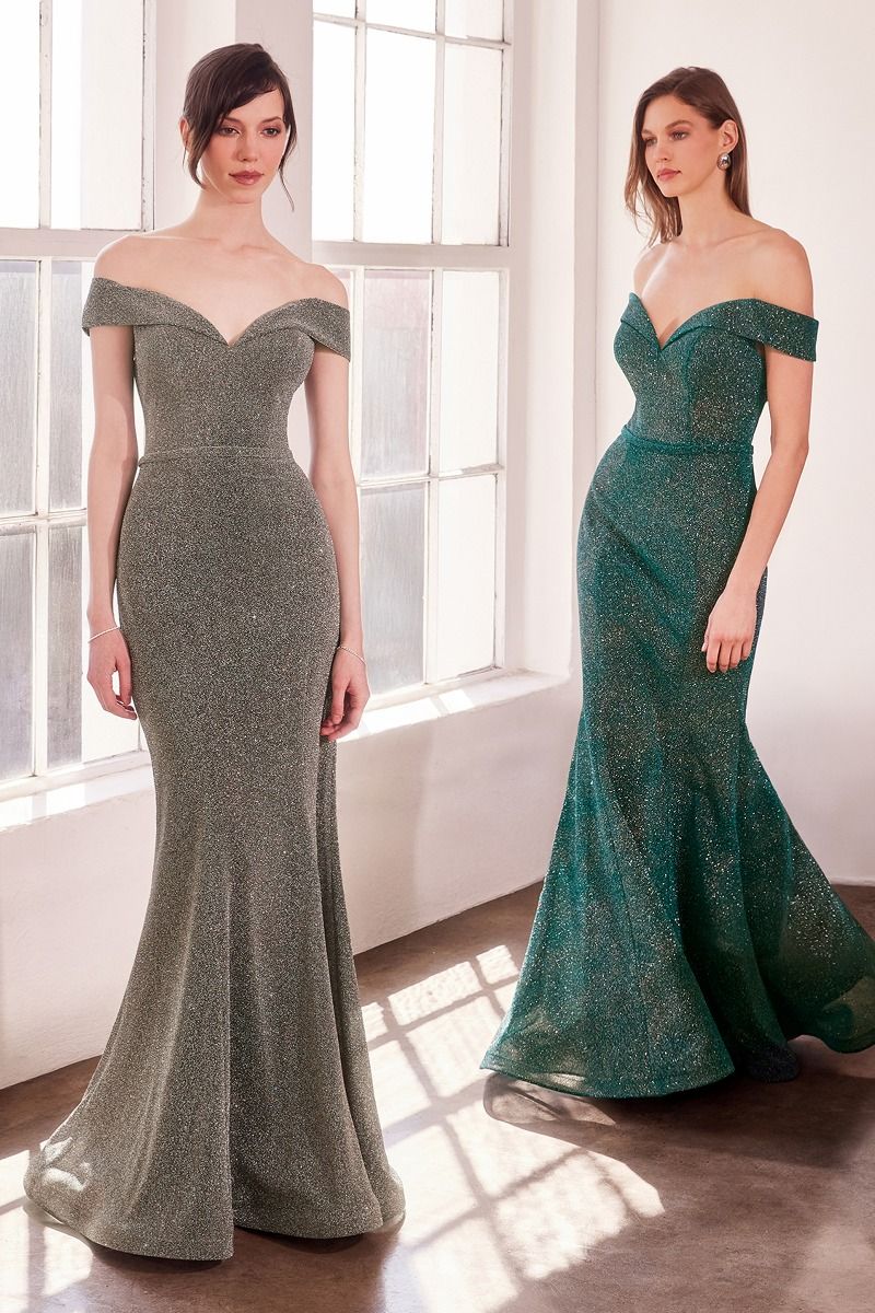 Sparkly Mermaid Dress With Sweetheart Neckline And Off-The-Shoulders
