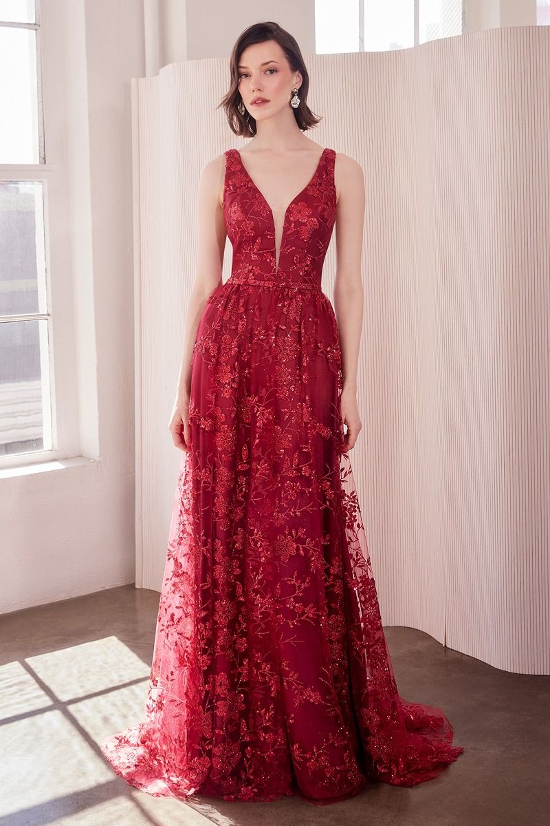 Lace Ball Gown XL / Burgundy