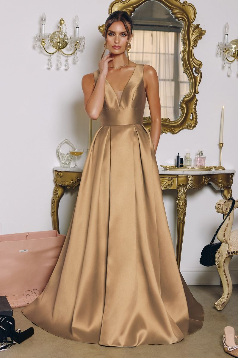 A-line dress with deep V-neck