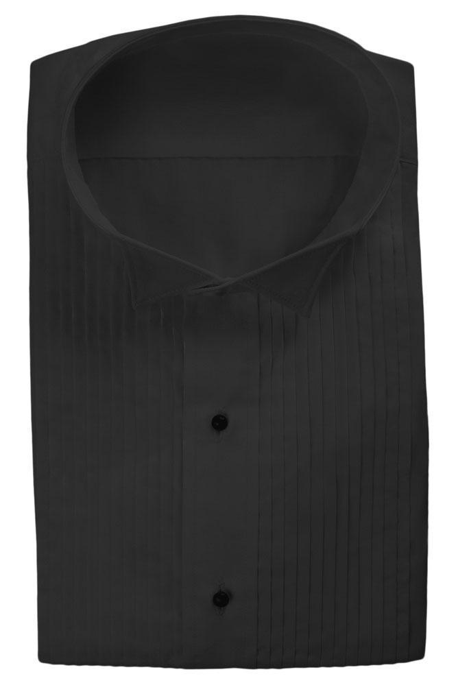 Dante Black Pleated Wingtip Tuxedo Classic Fit Shirt - XS /