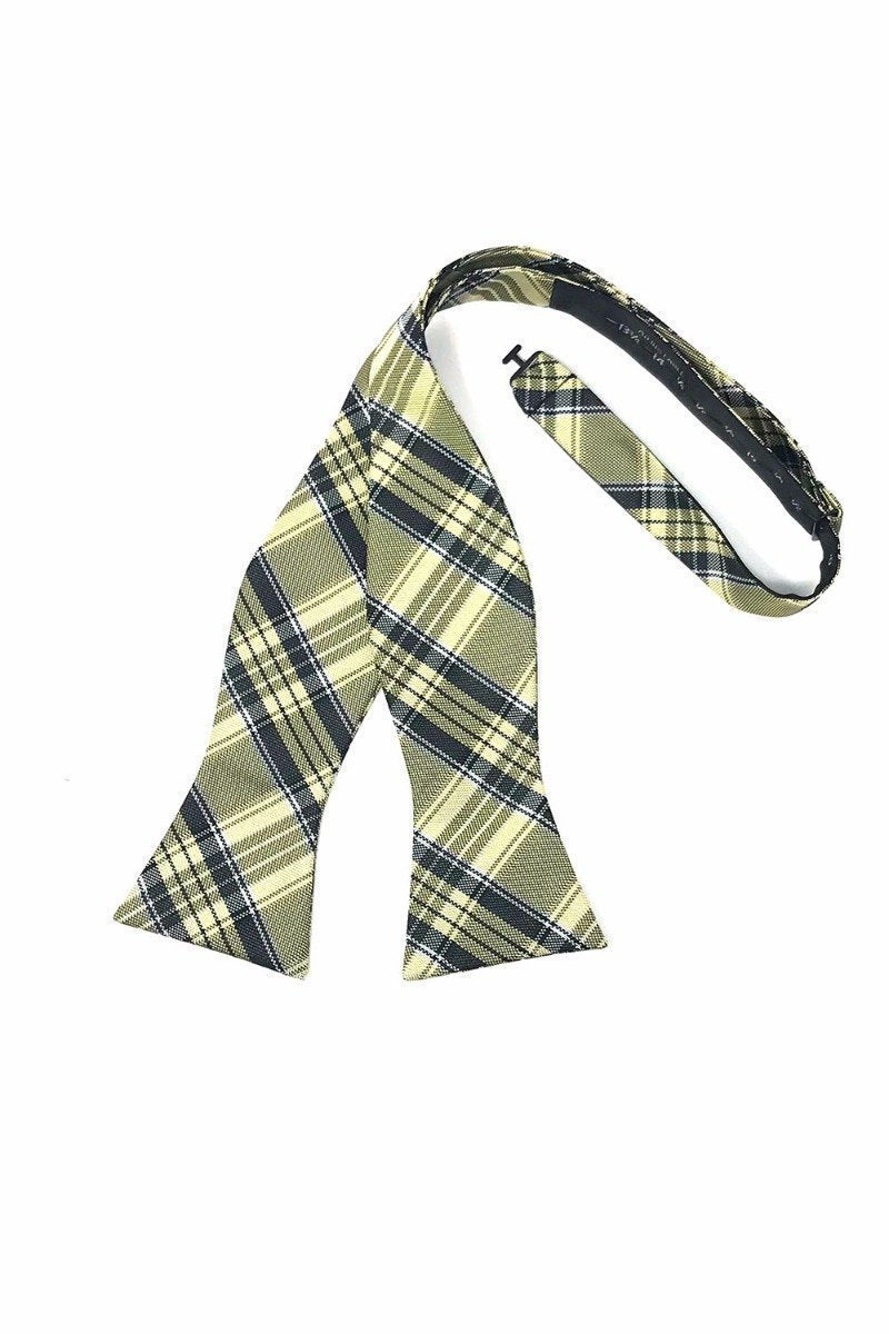 Madison Plaid Bow Tie Self Tie - Yellow - corbatin caballero