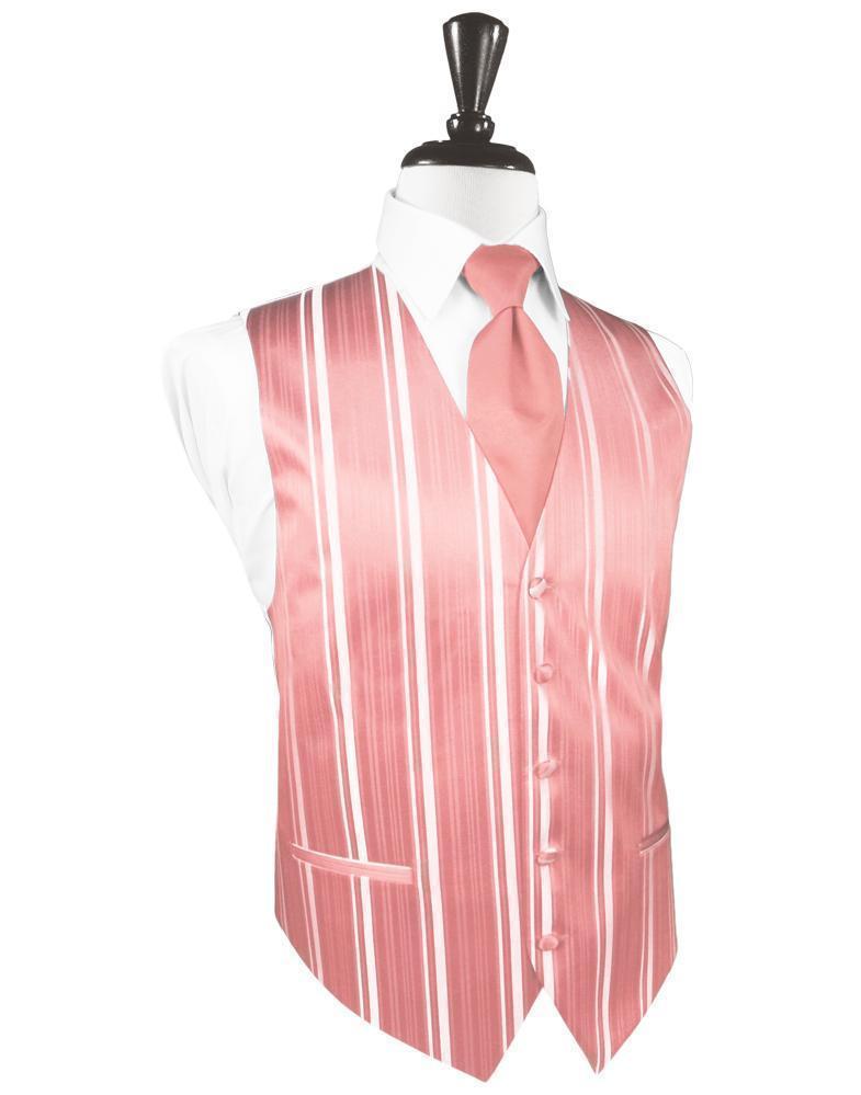 Striped Satin Tuxedo Vest 11 - XS / Coral Reef - Chaleco