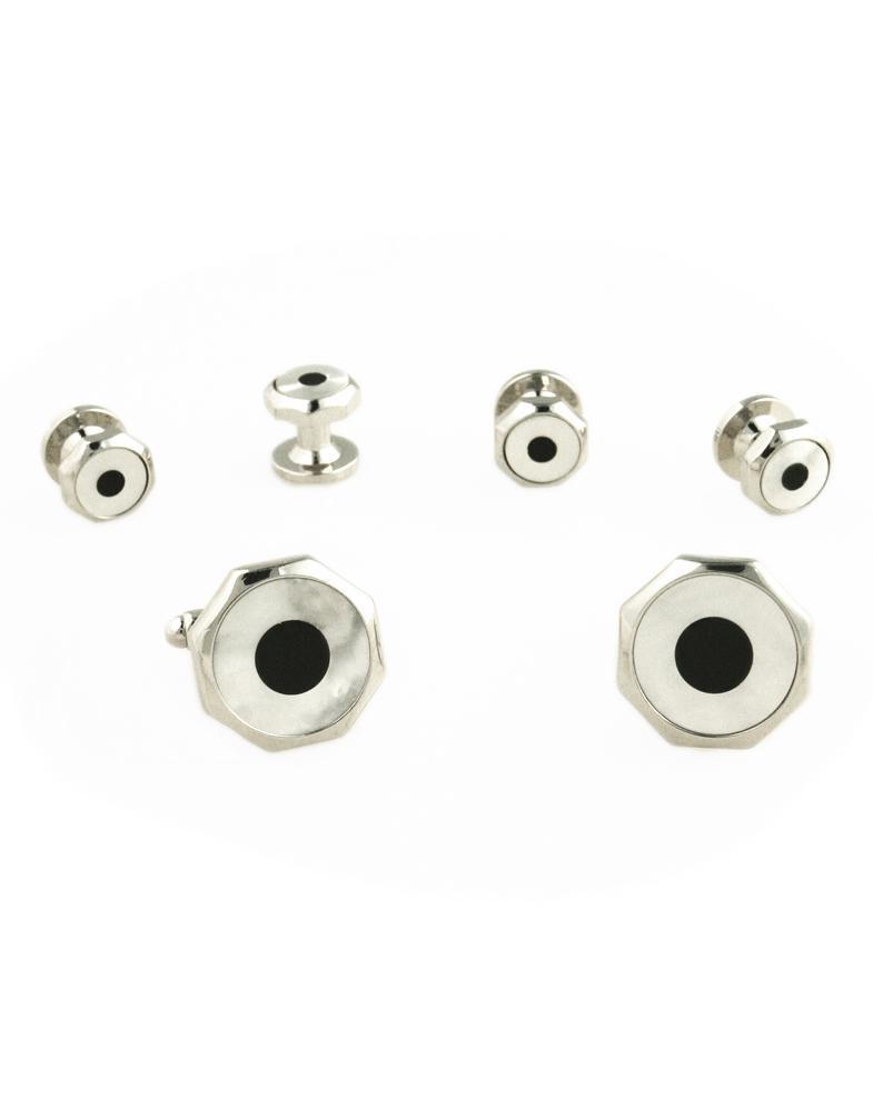 Target Onyx and Mother of Pearl Ring with Silver Octagon