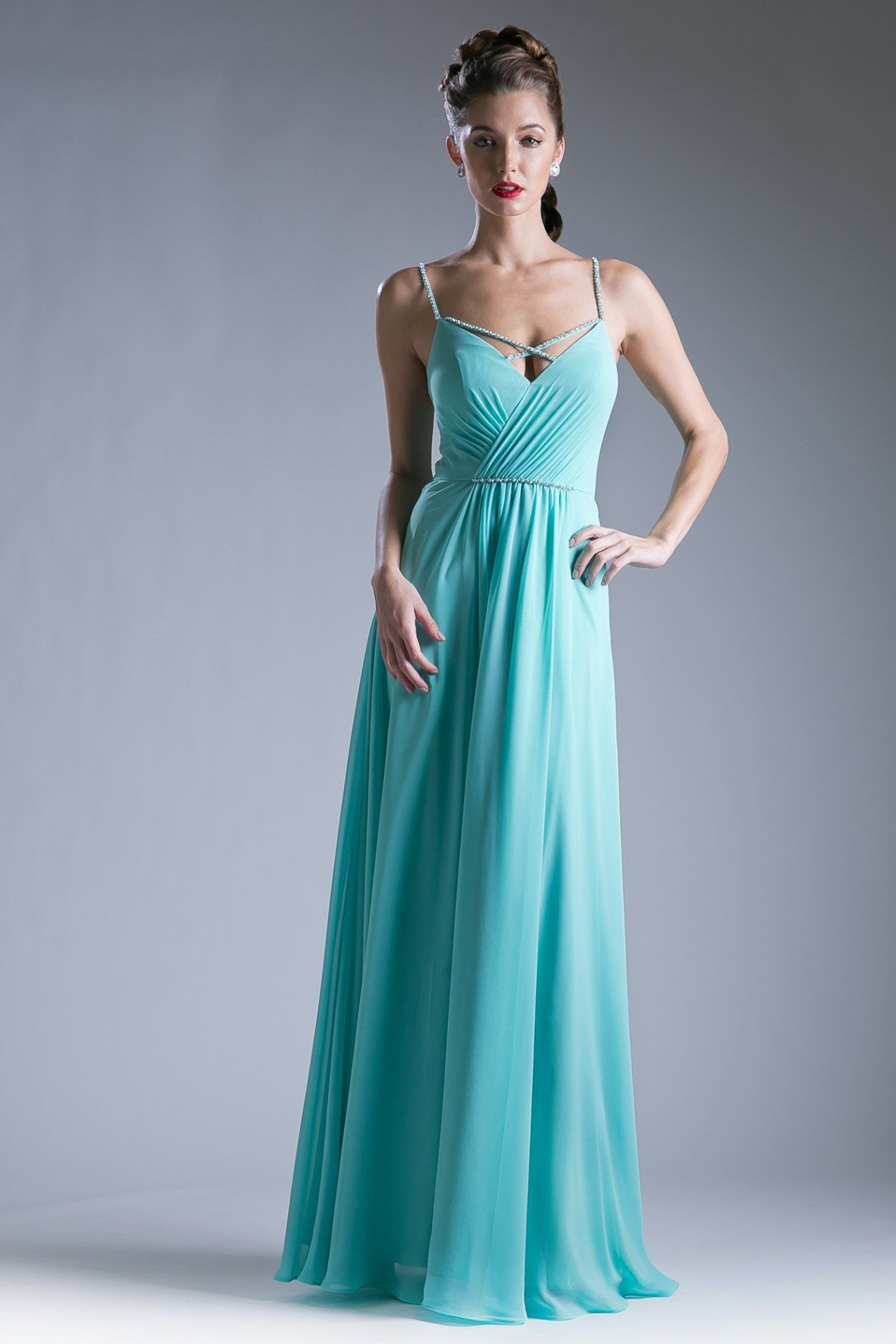 Beaded Chiffon Empire waist Dress