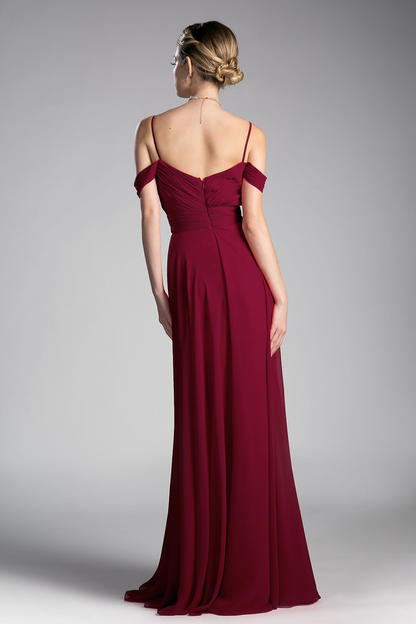 A-line Chiffon Gown with Off the Shoulder Sleeve