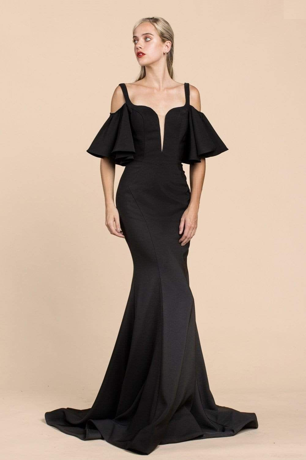 Long Square Neckline Evening Gown
