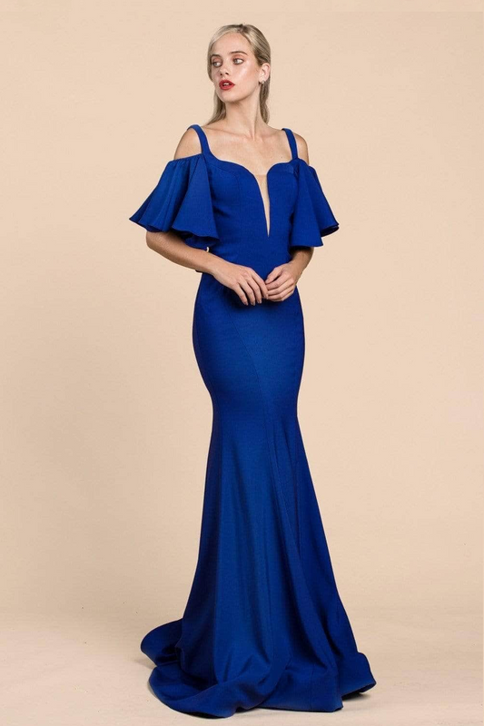 Long Square Neckline Evening Gown