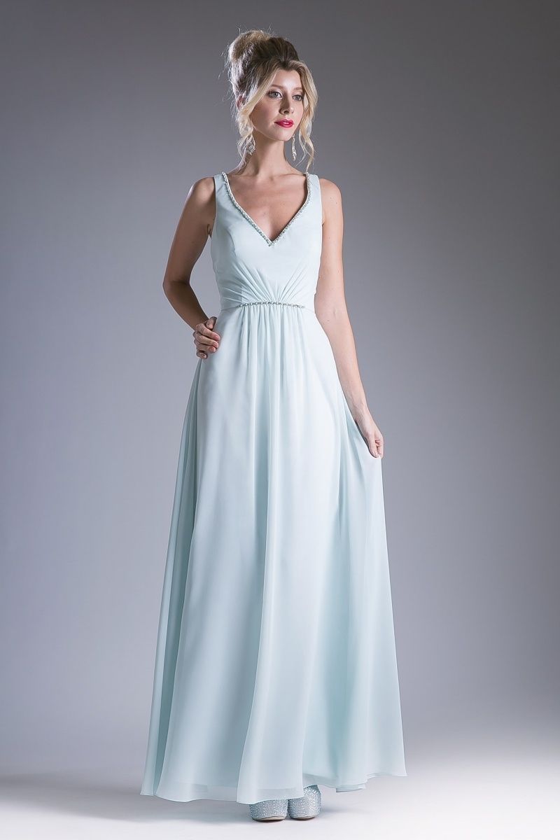 A-line dress with v-neck and straps on the back