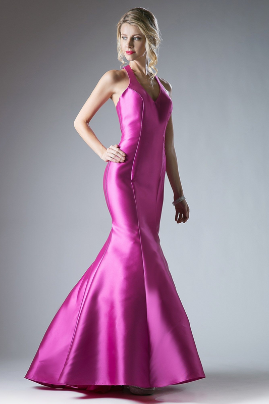 Fitted Mikado Mermaid Gown With Scoop Neckline and Razorback