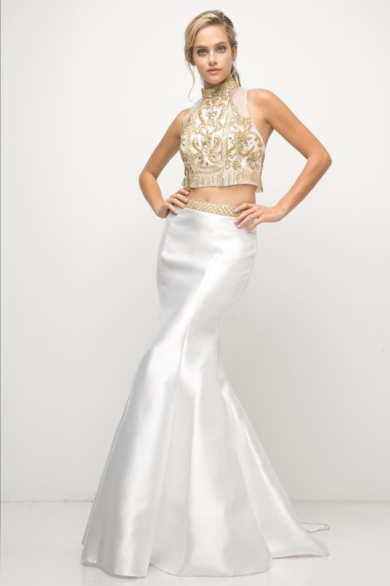 Beaded Bodice 2 Piece Mermaid Gown